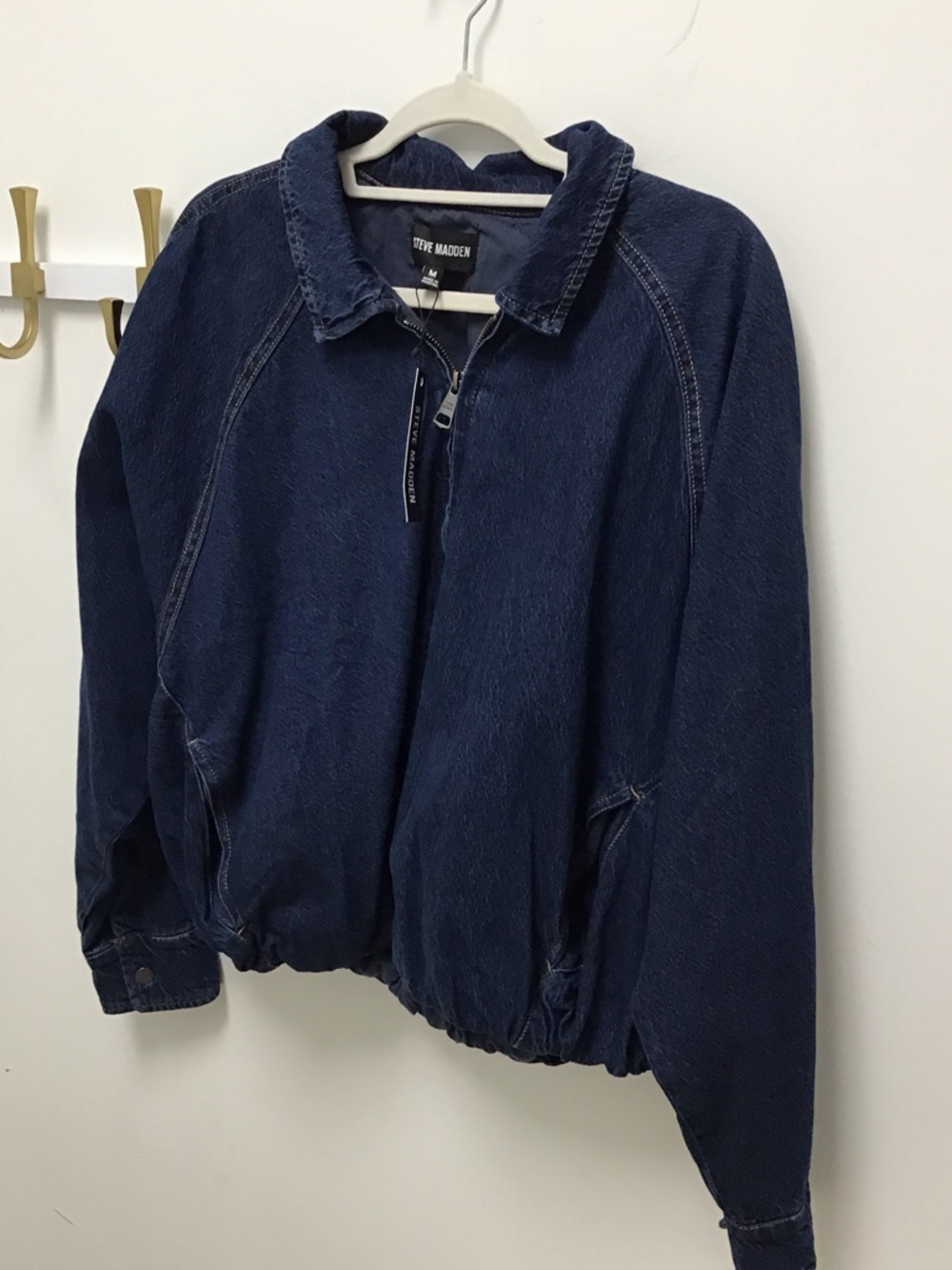 Steve Madden Mackey Dark Navy Denim Zip-Up Jacket